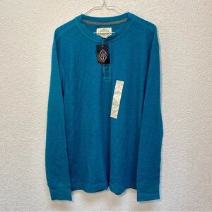 St. John’s Bay Waffle Shirt Men’s XL Horizon Teal Long Sleeve Henley Thermal Top